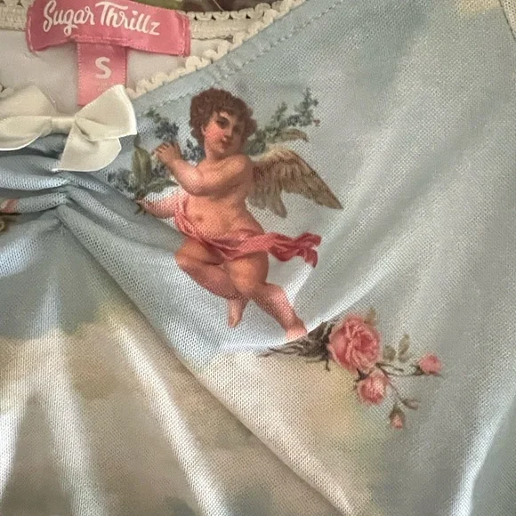 Sugar Thrillz Heavenly Angel Blue Crop Top - Picture 4 of 10